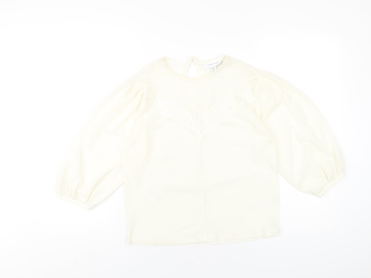 Womens UK Size 10 Topshop Ivory Basic T-Shirt