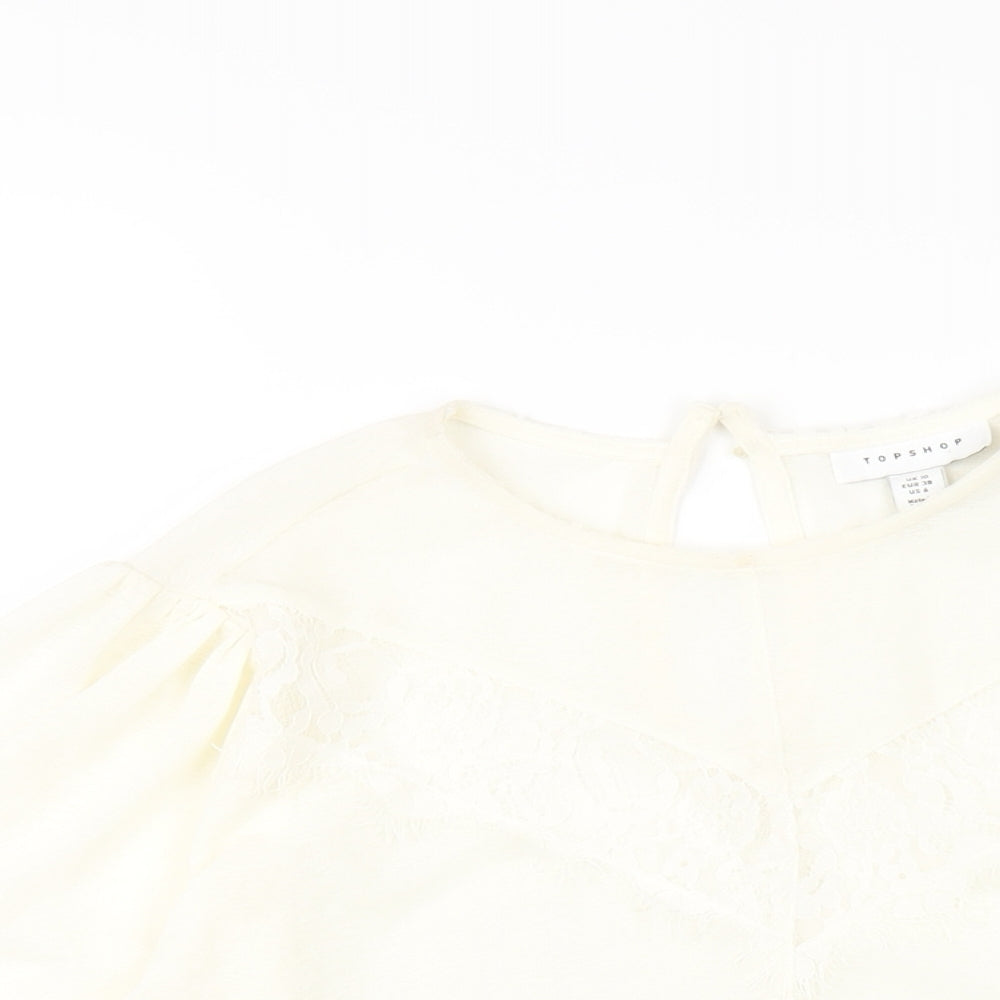 Womens UK Size 10 Topshop Ivory Basic T-Shirt