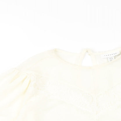 Womens UK Size 10 Topshop Ivory Basic T-Shirt