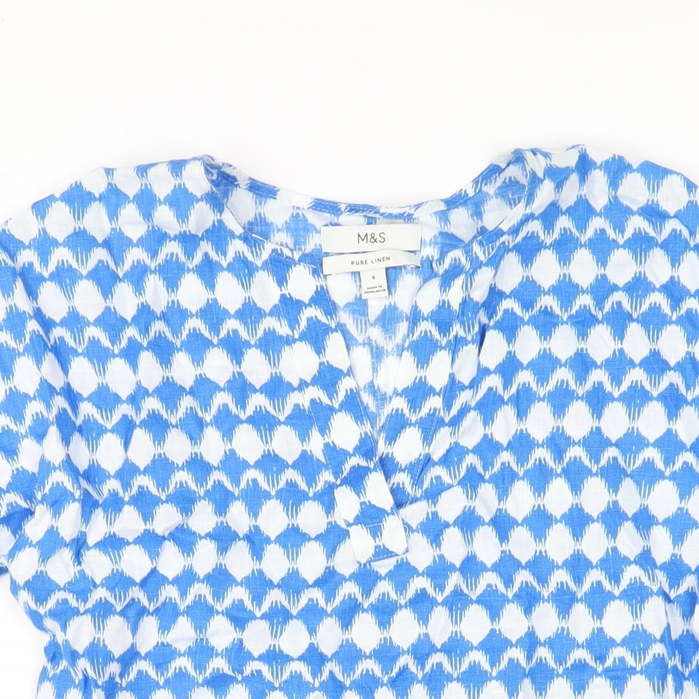 Womens UK Size 6 Marks and Spencer Blue Basic T-Shirt