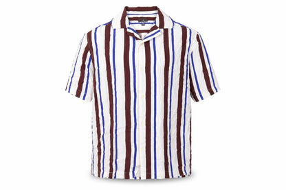 H&M Mens Multicoloured Striped Viscose Button-Up Size M Collared Button