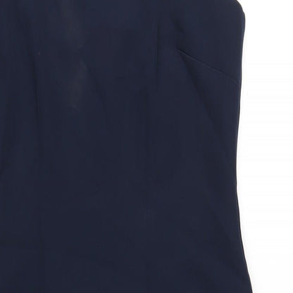 Monsoon Womens Blue Polyester Pencil Dress Size 10 Square Neck Zip