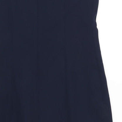 Monsoon Womens Blue Polyester Pencil Dress Size 10 Square Neck Zip