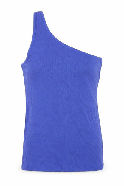 Marks & Spencer Womens Blue Cotton Basic Tank Size 16 One Shoulder