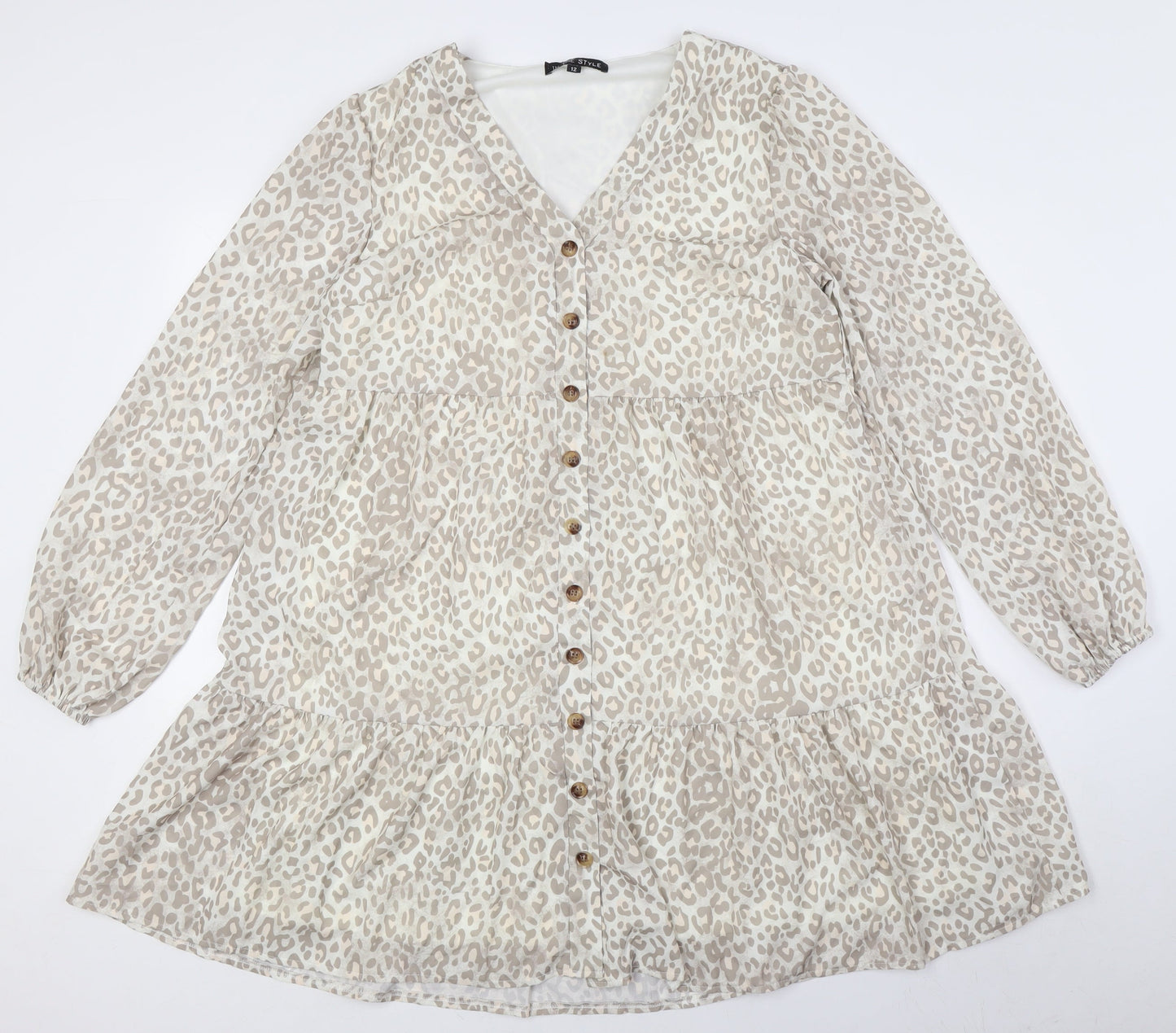 In The Style Women's Beige Animal Print Shift Dress