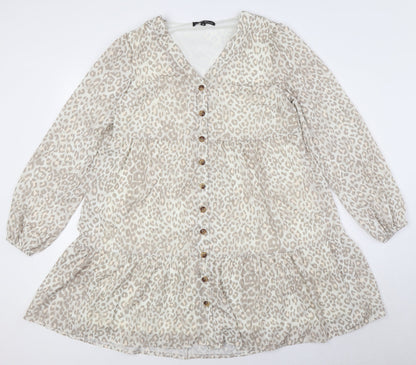 In The Style Women's Beige Animal Print Shift Dress