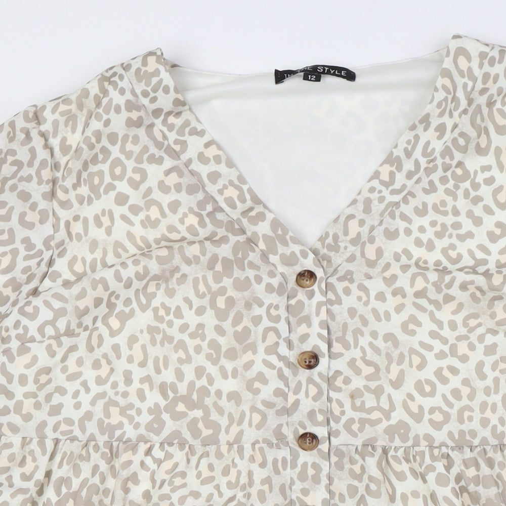 In The Style Women's Beige Animal Print Shift Dress