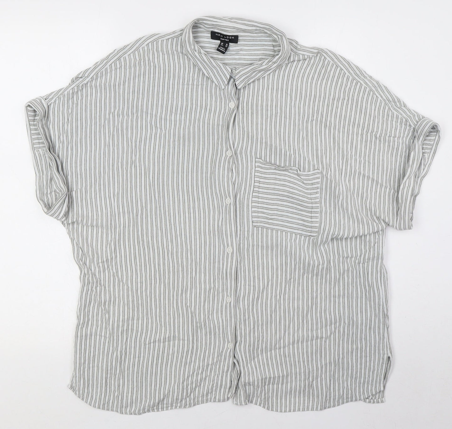 Womens UK Size 18 New Look White Basic Button-Up