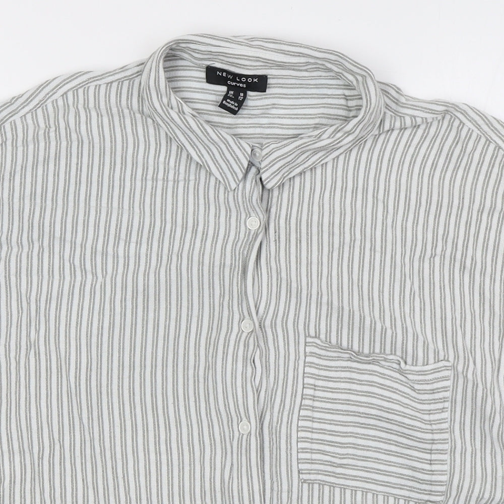 Womens UK Size 18 New Look White Basic Button-Up