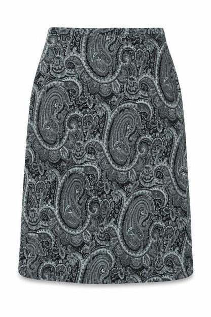 Venezia Jeans Womens Black Paisley Polyester A-Line Skirt Size 22