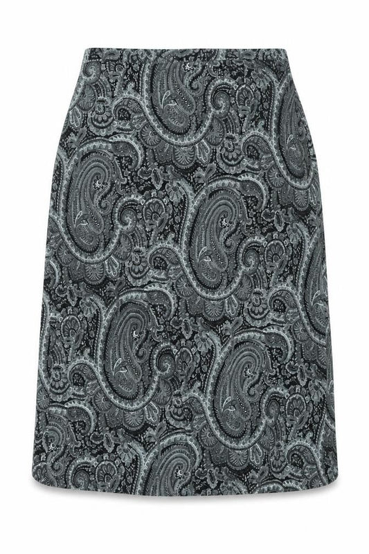 Venezia Jeans Womens Black Paisley Polyester A-Line Skirt Size 22