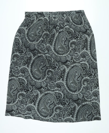 Venezia Jeans Womens Black Paisley Polyester A-Line Skirt Size 22