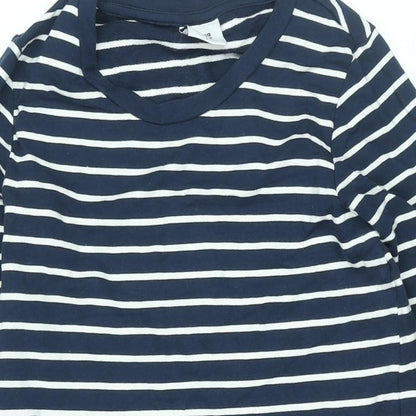 Mama-licious Womens Blue Striped Polyester Shift Size L Round Neck Pullover