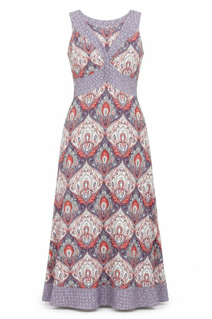 RJR.John Rocha Womens Multicoloured Geometric Viscose Maxi Size 12 V-Neck Pullover