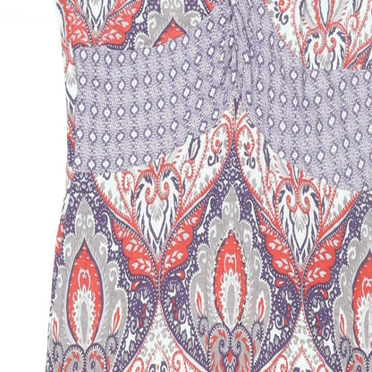 RJR.John Rocha Womens Multicoloured Geometric Viscose Maxi Size 12 V-Neck Pullover
