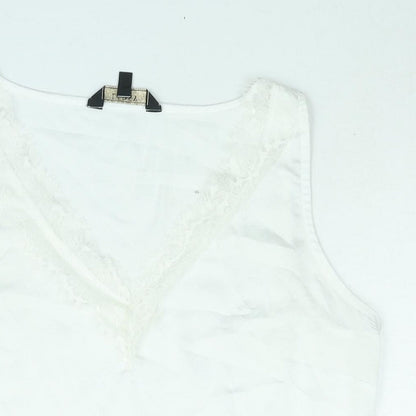 Womens UK Size 14 Lipsy White Basic Blouse