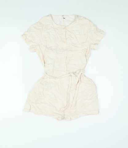 Marks and Spencer Girls Pink Geometric Viscose Playsuit One-Piece Size 12-13 Years Button - Belted