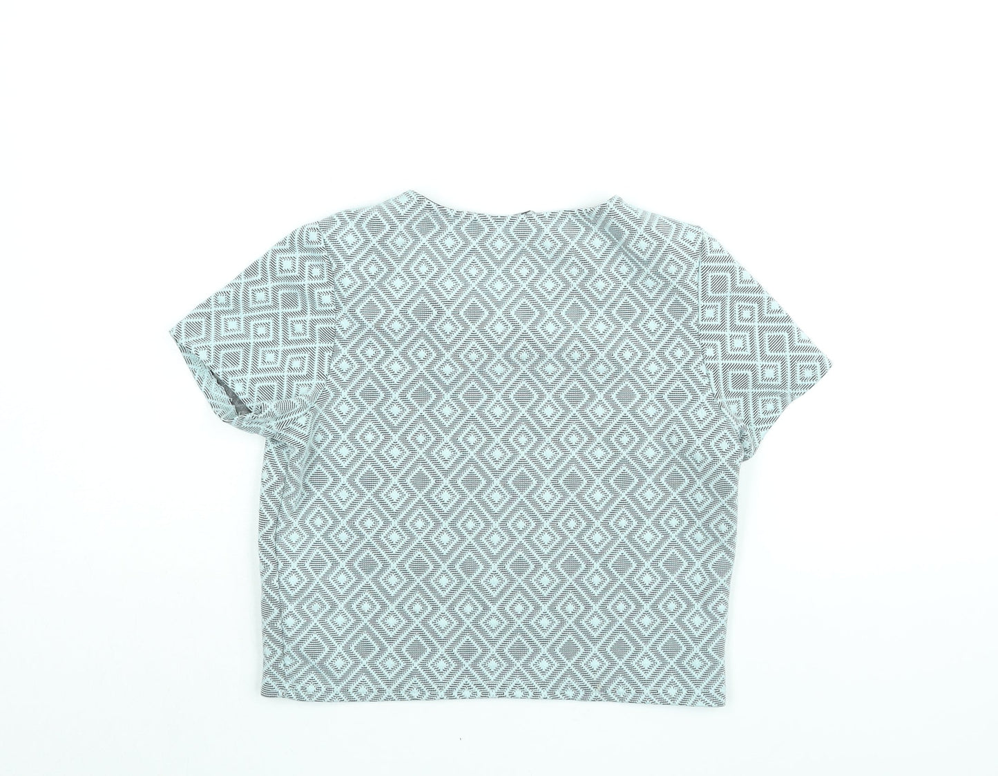 New Look Girls Blue Geometric Polyester Basic Blouse Size 12-13 Years Round Neck Pullover