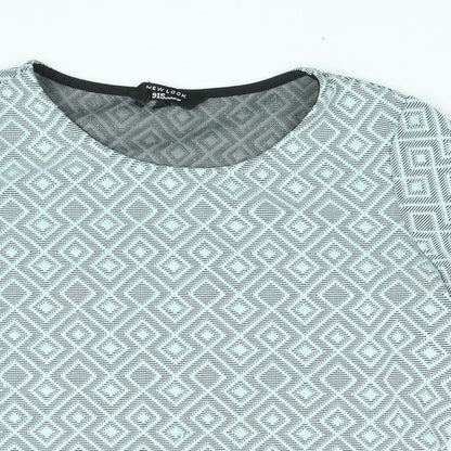 New Look Girls Blue Geometric Polyester Basic Blouse Size 12-13 Years Round Neck Pullover