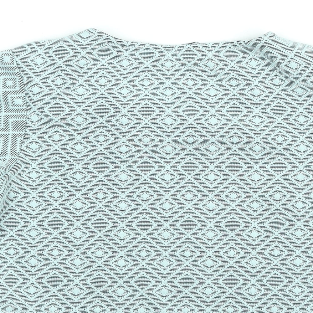 New Look Girls Blue Geometric Polyester Basic Blouse Size 12-13 Years Round Neck Pullover