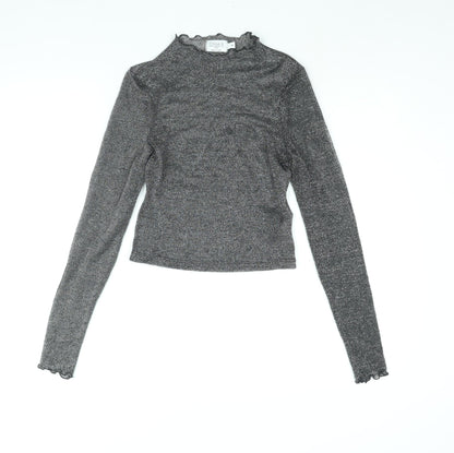 Womens UK Size XS NA-KD Silver Basic Blouse
