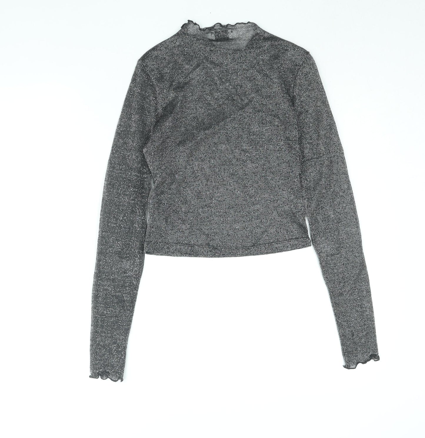 Womens UK Size XS NA-KD Silver Basic Blouse