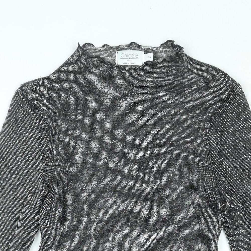 Womens UK Size XS NA-KD Silver Basic Blouse
