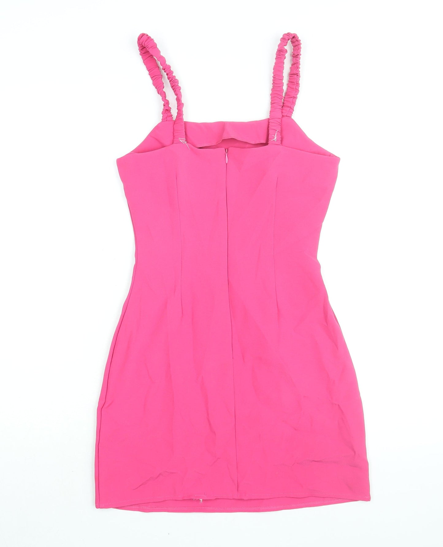 Missguided Womens Pink Polyester Bodycon Size 6 Square Neck Zip