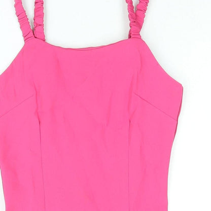 Missguided Womens Pink Polyester Bodycon Size 6 Square Neck Zip