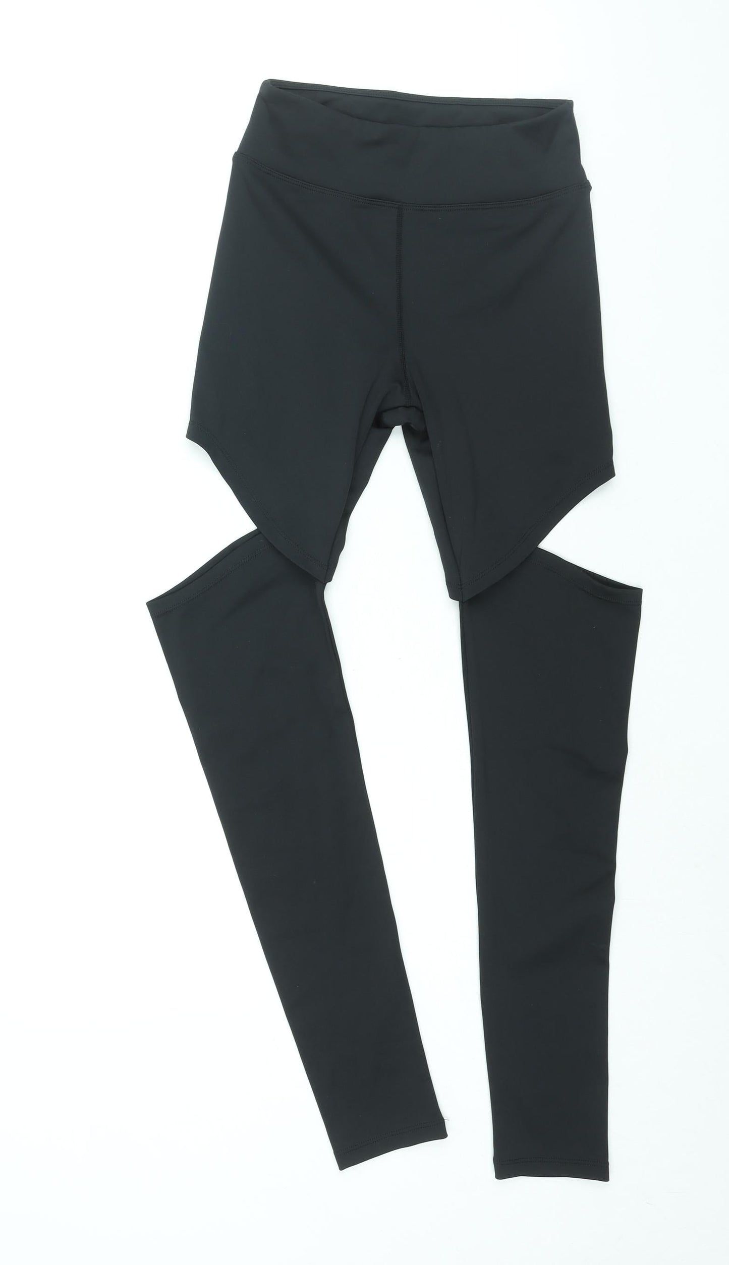 ASOS Womens Black Polyester Compression Leggings Size 8 L26 in Regular Pullover - Cut Out Detail