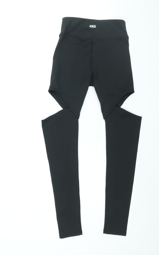 ASOS Womens Black Polyester Compression Leggings Size 8 L26 in Regular Pullover - Cut Out Detail
