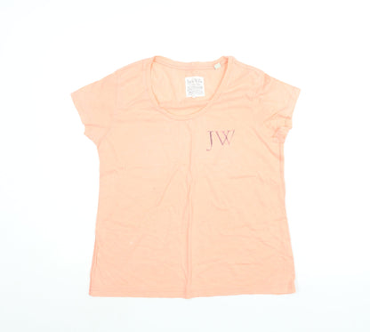 Jack Wills Womens Pink Cotton Basic T-Shirt Size 12 Round Neck - JW Print
