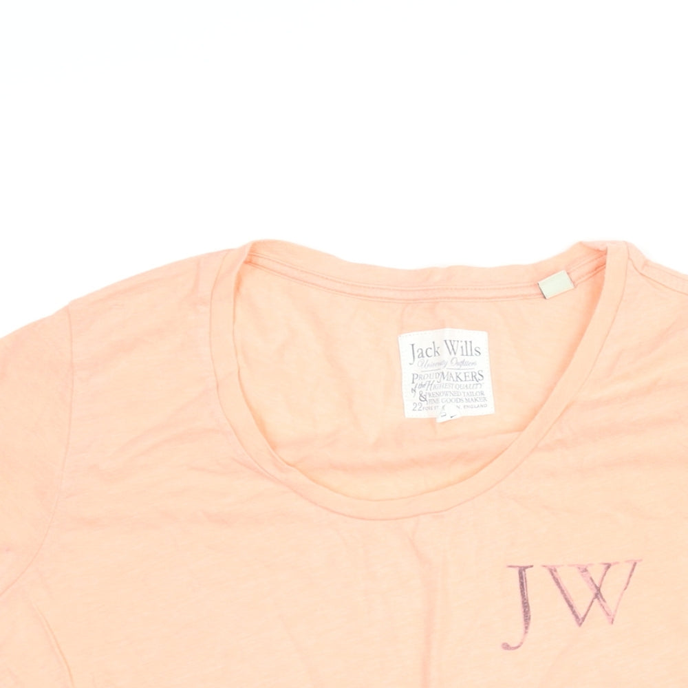 Jack Wills Womens Pink Cotton Basic T-Shirt Size 12 Round Neck - JW Print