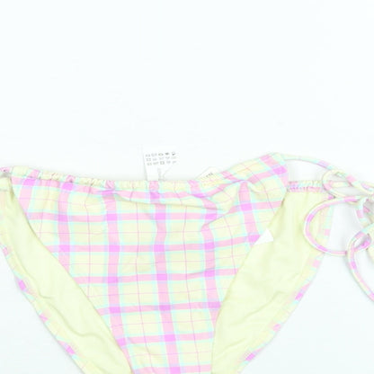 Bershka Womens Multicoloured Check Polyester Swim Bottom Size L - Tie