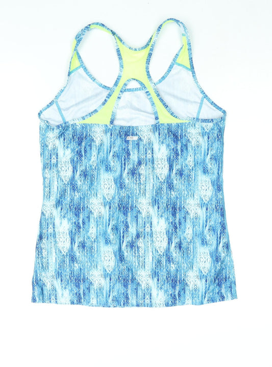 Athletic Works Womens Blue Geometric Polyester Basic Tank Size 12 Scoop Neck Pullover - Size 12-14