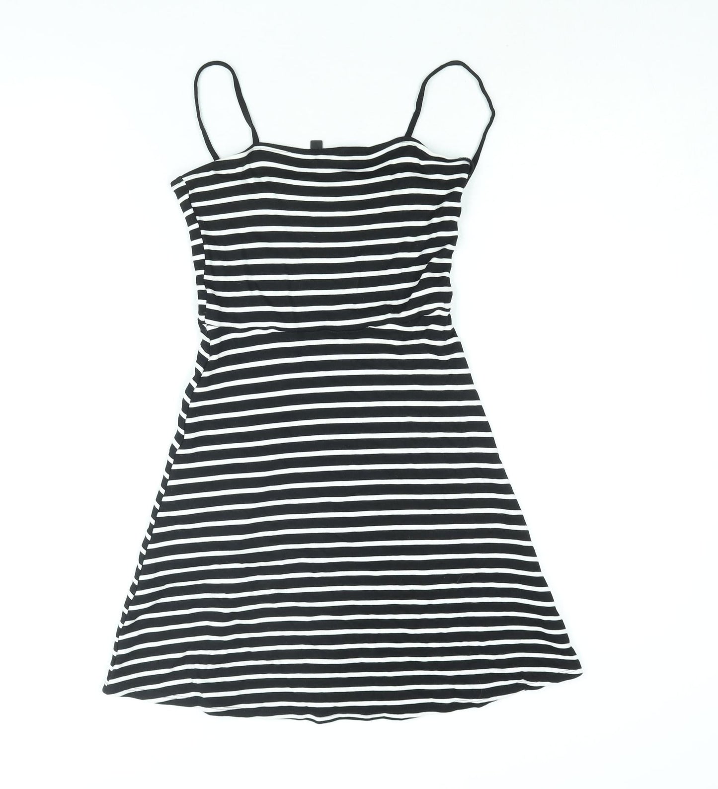 Divided by H&M Womens Black Striped Viscose A-Line Size 6 Square Neck Pullover