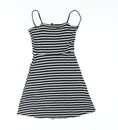 Divided by H&M Womens Black Striped Viscose A-Line Size 6 Square Neck Pullover