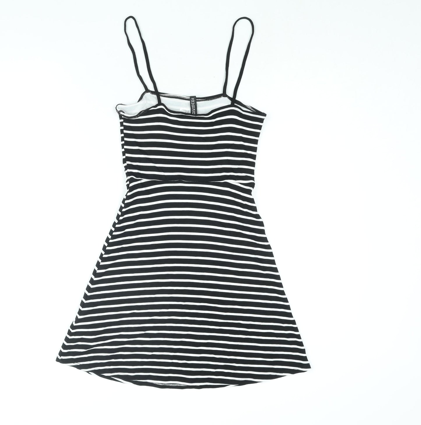 Divided by H&M Womens Black Striped Viscose A-Line Size 6 Square Neck Pullover