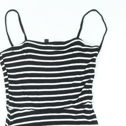 Divided by H&M Womens Black Striped Viscose A-Line Size 6 Square Neck Pullover