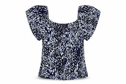 Dorothy Perkins Womens Blue Geometric Viscose Basic Blouse Size 10 Sweetheart