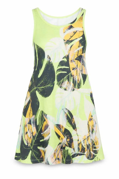 River Island Womens Multicoloured Herringbone Polyester Tank Dress Size 10 Scoop Neck Pullover - Leaf Print