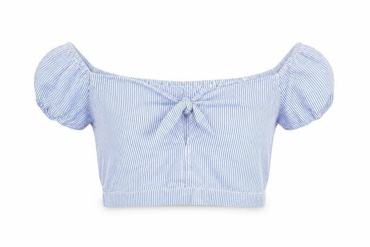 Womens UK Size 14 Divided by H&M Blue Cropped Blouse