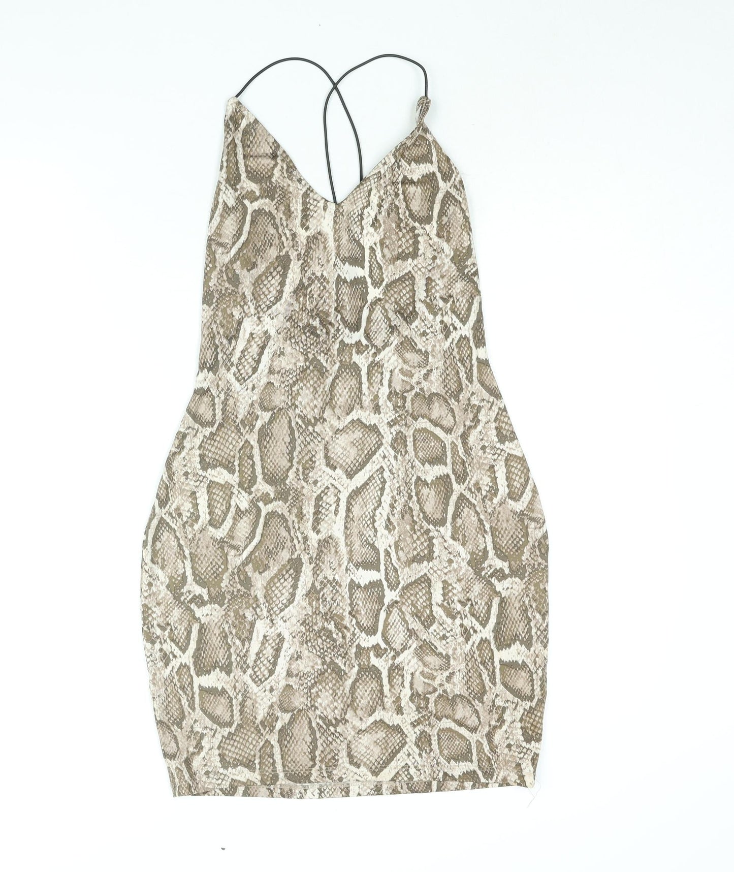 Divided by H&M Womens Brown Animal Print Polyester Bodycon Size M V-Neck Pullover - Snakeskin Print