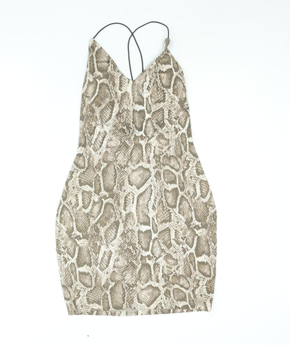 Divided by H&M Womens Brown Animal Print Polyester Bodycon Size M V-Neck Pullover - Snakeskin Print