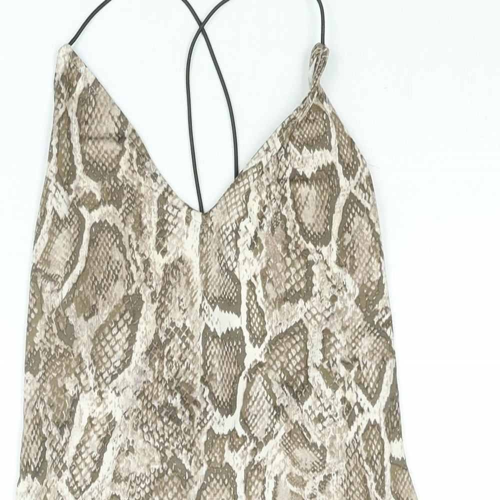 Divided by H&M Womens Brown Animal Print Polyester Bodycon Size M V-Neck Pullover - Snakeskin Print