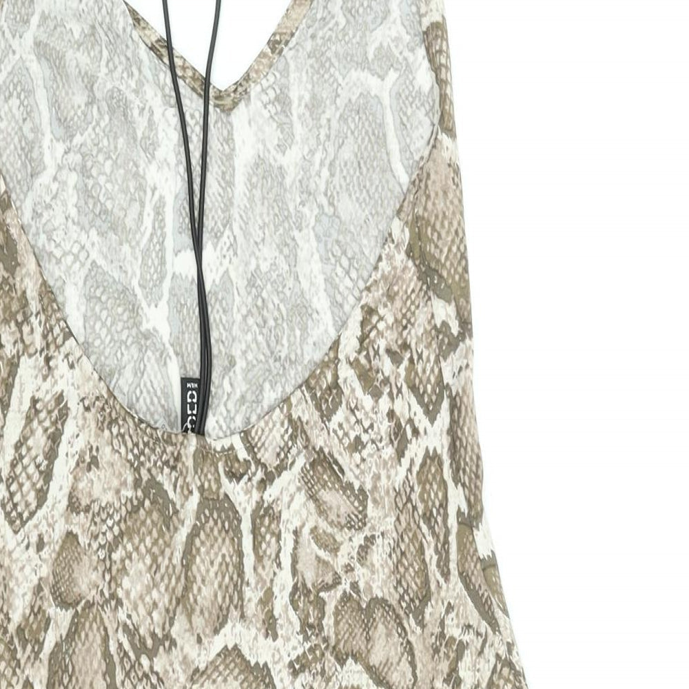 Divided by H&M Womens Brown Animal Print Polyester Bodycon Size M V-Neck Pullover - Snakeskin Print