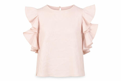 Coiast Womens Pink Polyester Basic Blouse Size 10 Round Neck