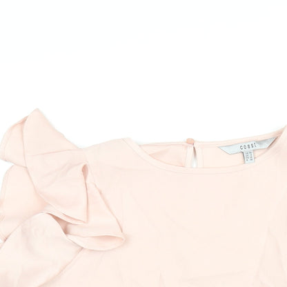 Coiast Womens Pink Polyester Basic Blouse Size 10 Round Neck