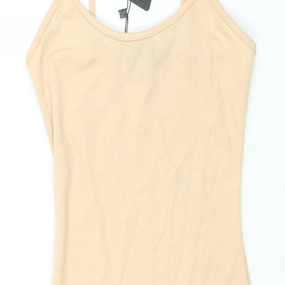 PRETTYLITTLETHING Womens Beige Polyester Mini Size 8 Scoop Neck Pullover