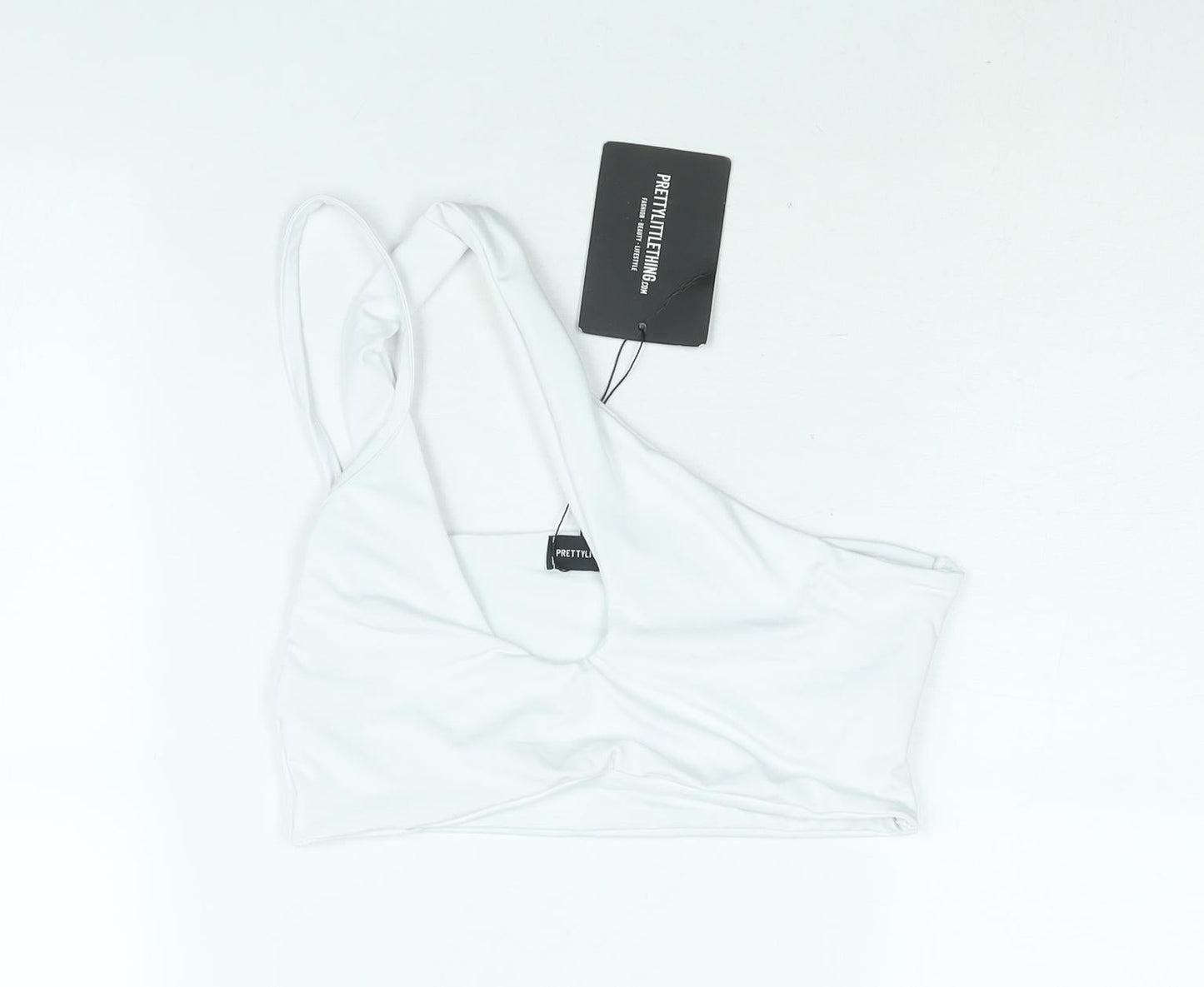 Womens UK Size 12 PRETTYLITTLETHING White Cropped Blouse